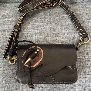 Black leather crossbody purse